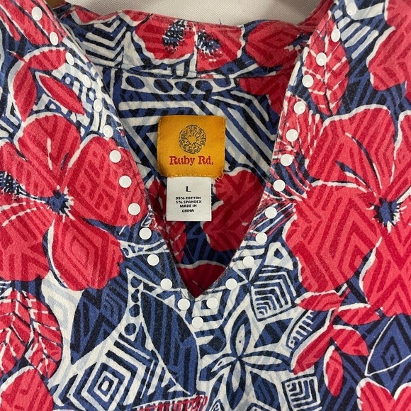 Ruby Rd fed white and blue cotton blend blouse. Very soft and comfy! - Picture 2 of 3